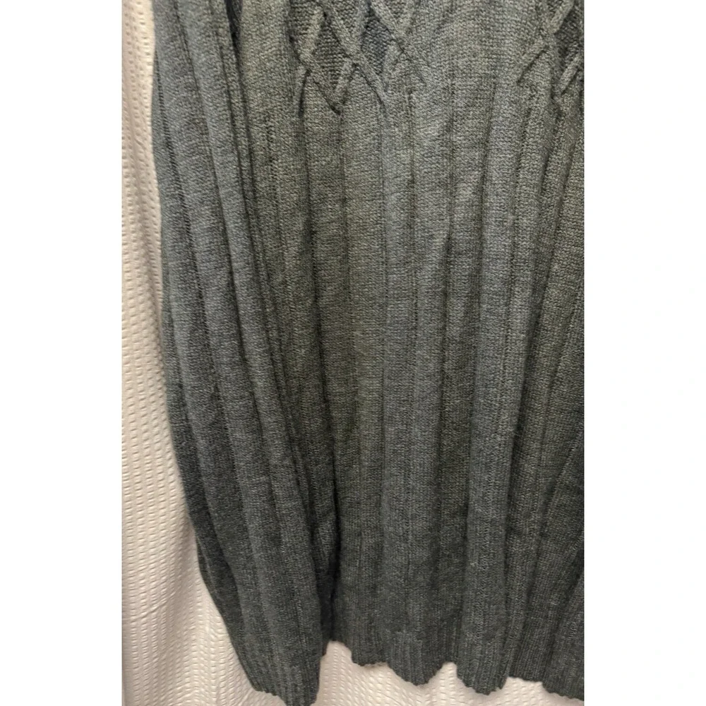 North Crest Men's Charcoal Grey Size XXLT 1/4 Zip Ribbed Cable Sweater Mock Neck